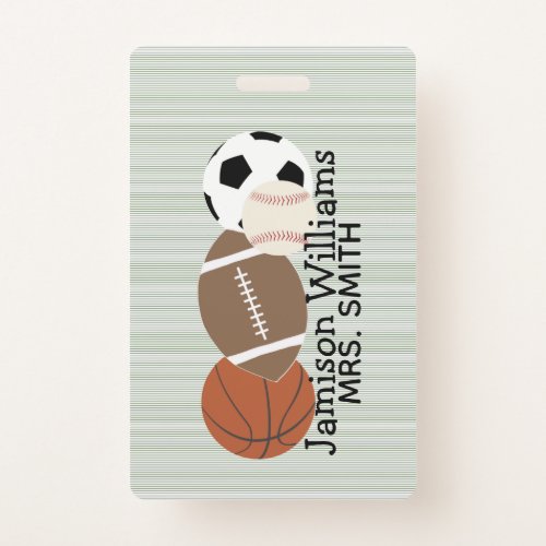 Boys Sports Green Stripe Waterproof Labels Badge