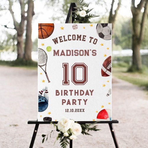 Boys Sports Kids Birthday Welcome Sign