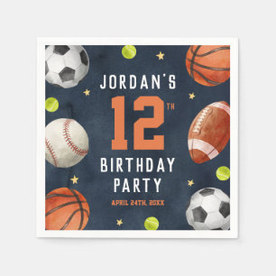 Boys Sports Navy Birthday Napkins