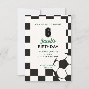 Boys Sports Soccer Birthday Party Invitation