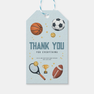 Boys Sports Thank You Baby Shower Favor Gift Tags