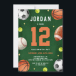Boys Sports Theme Orange Green Birthday Party  Invitation<br><div class="desc">More Fun Theme Birthday Invitations Themes in the Little Bayleigh Store!</div>