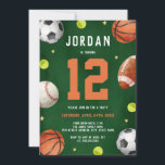 Boys Sports Theme Orange Green Birthday Party  Invitation<br><div class="desc">More Fun Theme Birthday Invitations Themes in the Little Bayleigh Store!</div>