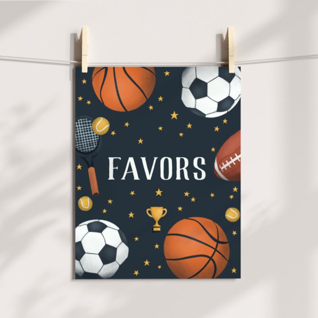 Boys Sporty Blue Birthday Party Favor Sign (Creator Uploaded)