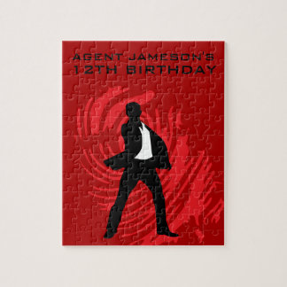 Boys Spy Party Red Fingerprint Jigsaw Puzzle