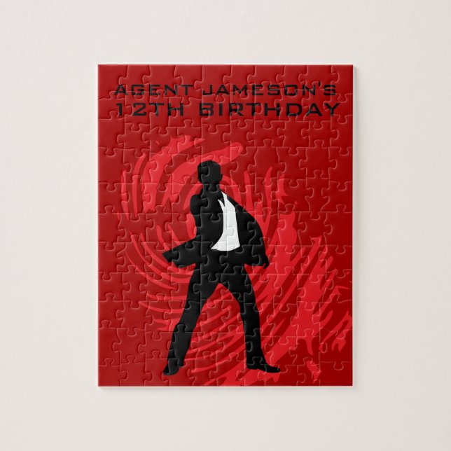 Boys Spy Party Red Fingerprint Jigsaw Puzzle (Vertical)