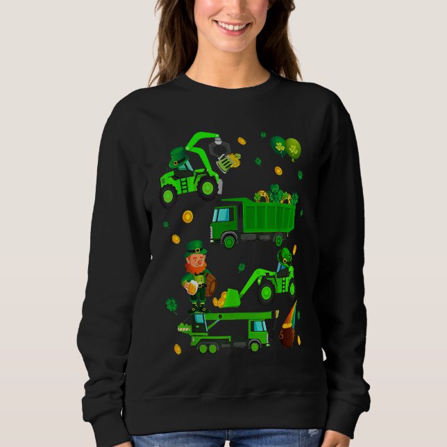 Boys St Patricks Day Crane Truck Construction Todd Sweatshirt (Front)