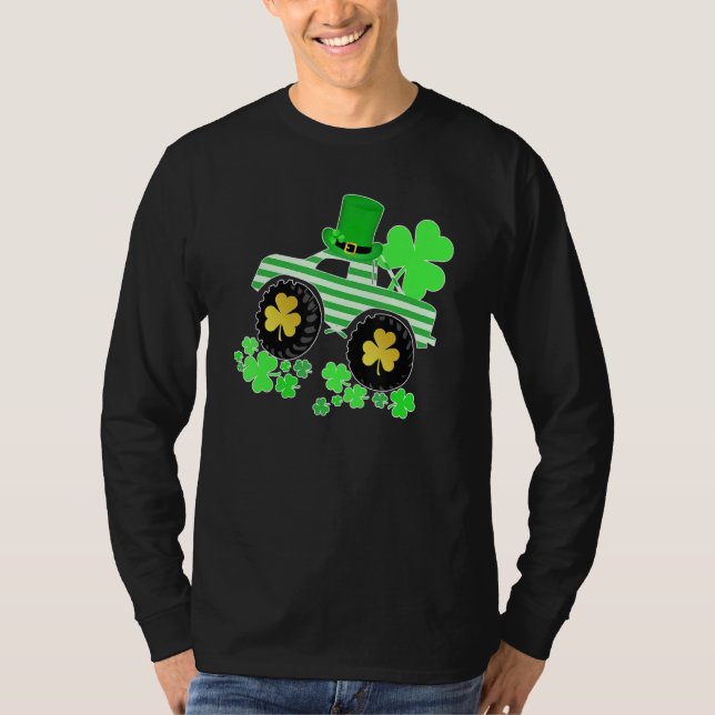 Boys St Patricks Day Monster Truck Leprechaun Sham T-Shirt (Front)