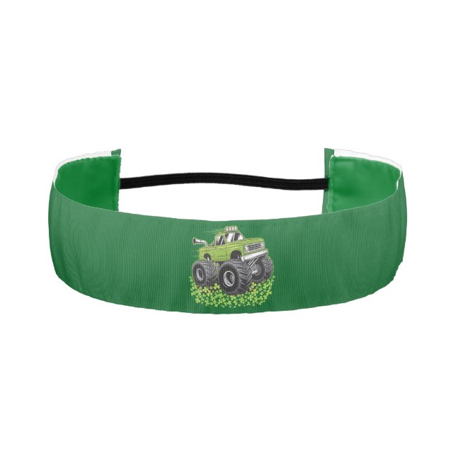 Boys St Patricks Day Toddler Lucky Monster Truck  Athletic Headband (Front)