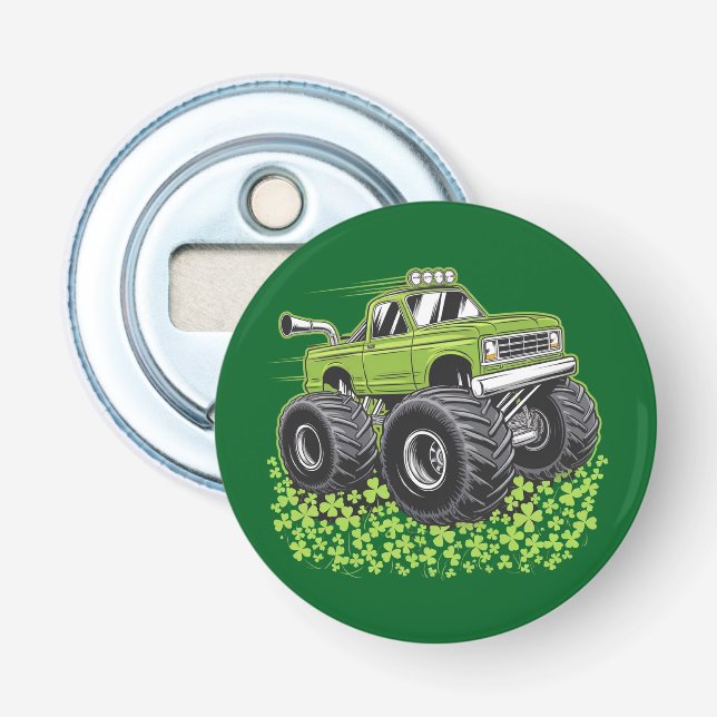 Boys St Patricks Day Toddler Lucky Monster Truck  Bottle Opener (Front)
