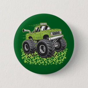 Boys St Patricks Day Toddler Lucky Monster Truck Button