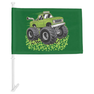 Boys St Patricks Day Toddler Lucky Monster Truck Car Flag