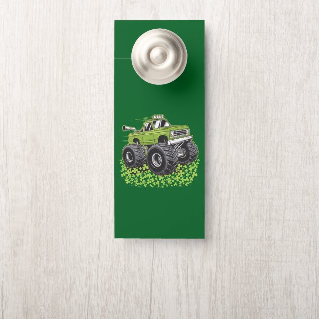 Boys St Patricks Day Toddler Lucky Monster Truck  Door Hanger (On Knob)