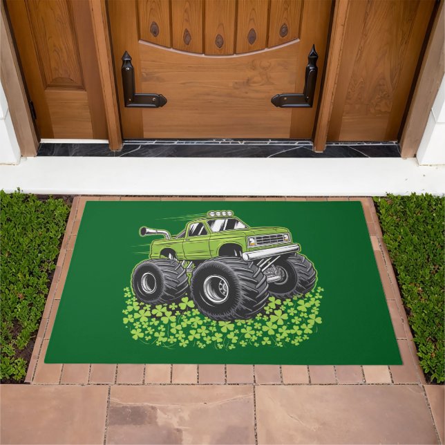 Boys St Patricks Day Toddler Lucky Monster Truck  Doormat (Outdoor)
