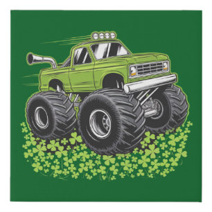 Boys St Patricks Day Toddler Lucky Monster Truck  Faux Canvas Print