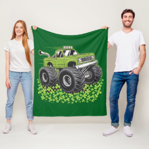 Boys St Patricks Day Toddler Lucky Monster Truck  Fleece Blanket