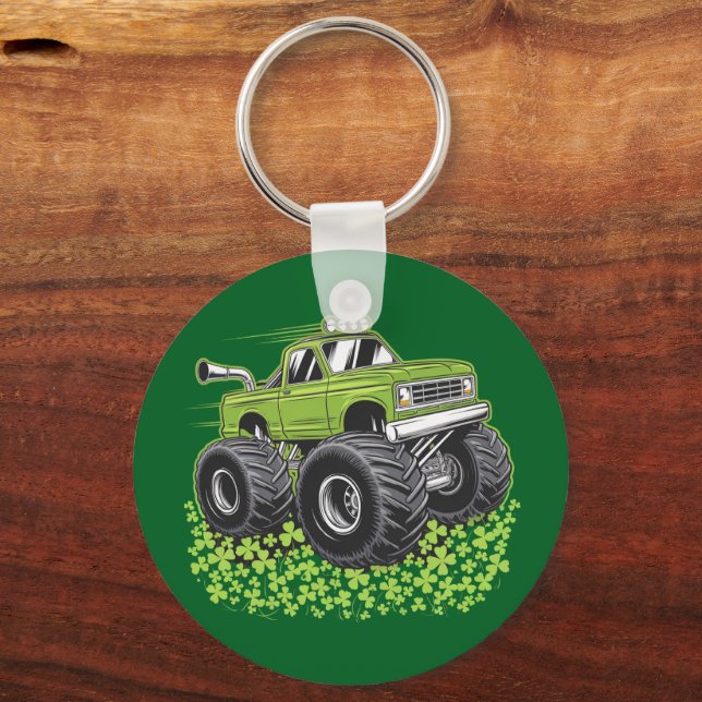 Boys St Patricks Day Toddler Lucky Monster Truck  Keychain (Front)