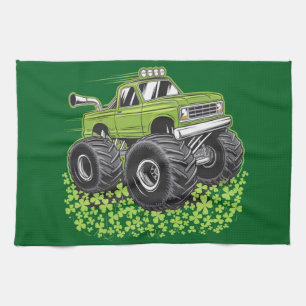 Boys St Patricks Day Toddler Lucky Monster Truck  Kitchen Towel