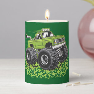 Boys St Patricks Day Toddler Lucky Monster Truck  Pillar Candle