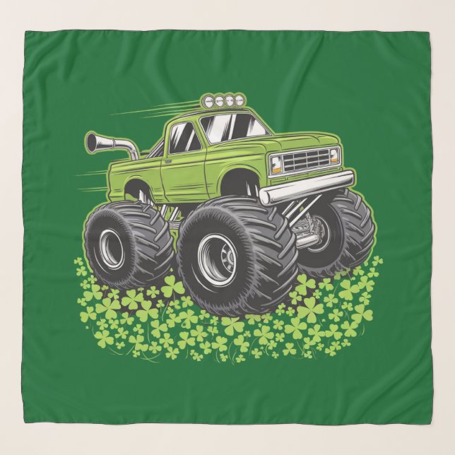 Boys St Patricks Day Toddler Lucky Monster Truck  Scarf (Front)