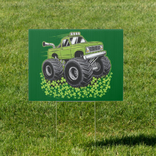 Boys St Patricks Day Toddler Lucky Monster Truck  Sign