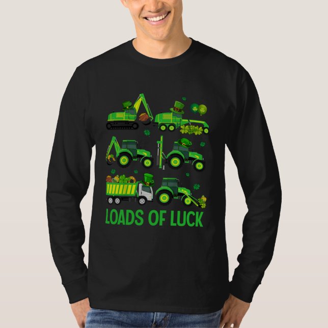 Boys St Patricks Day  Truck Loads Of Luck Shamrock T-Shirt (Front)