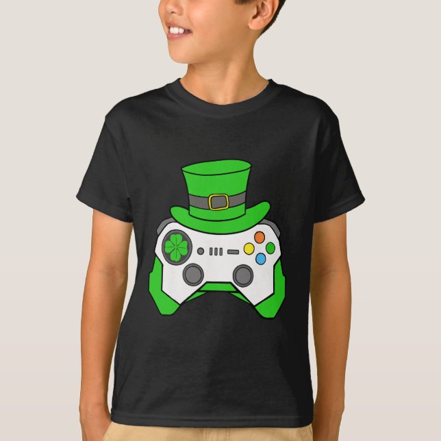 Boys St Patricks Day Video Game Controller Mens Ir T-Shirt (Front)