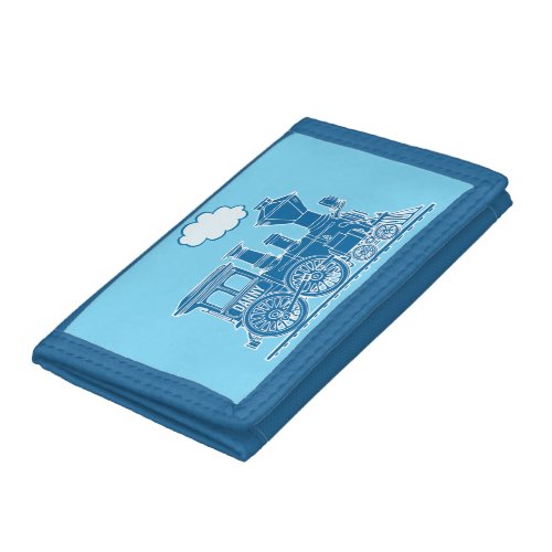 Boys steam train engine your name blue wallet