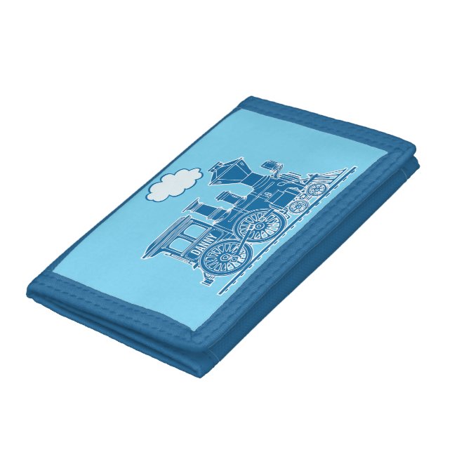 Boys steam train engine your name blue wallet (Bottom)