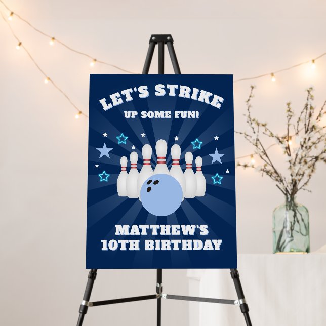 Boy's Strike Up Some Fun Bowling Birthday  Foam Board (In Situ (Stand))