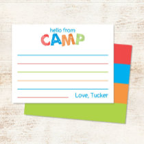 Boys Summer Camp Stationery Colorful Rustic Note Card