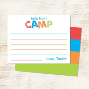 Boys Summer Camp Stationery Colorful Rustic Note Card