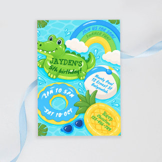 Boys Summer Pool Party Birthday Invitation