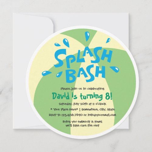 Boys Summer Splash Pool Party Birthday Invitation