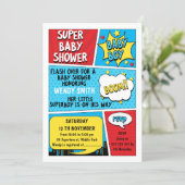 Boys Superhero Baby Shower Invitation (Standing Front)