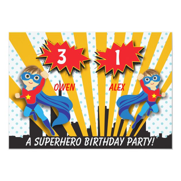 Boys Superhero Birthday Invitation