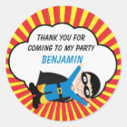 Superhero Stickers, Birthday Party Decor, BLUE Classic Round Sticker ...