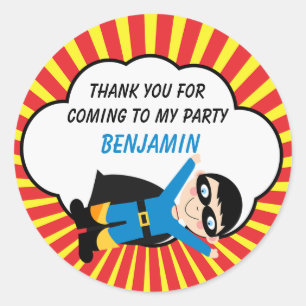 Boys Superhero Birthday Favor Sticker