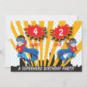 Boys Superhero Birthday Invitation by OrangeOstrichDesigns at Zazzle
