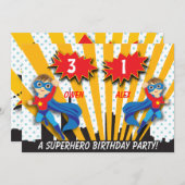 Boys Superhero Birthday Invitation (Front/Back)