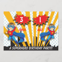 Boys Superhero Birthday Invitation