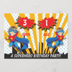 Boys Superhero Birthday Invitation