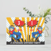 Boys Superhero Birthday Invitation (Standing Front)