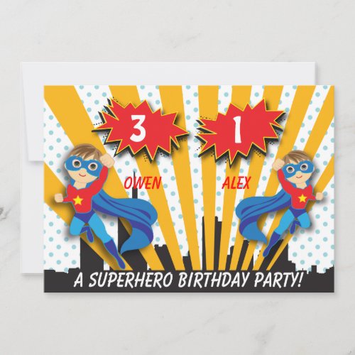 Boys Superhero Birthday Invitation