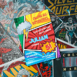 Boys Superhero Turning 5th Comic Birthday Invitation