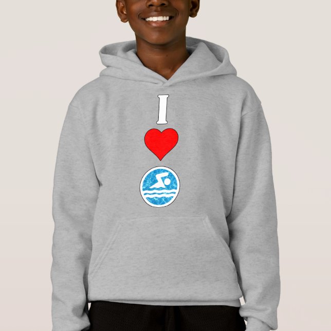 Boys Swimming & Diving Swimmer I Love/Heart Swim Hoodie (Front)