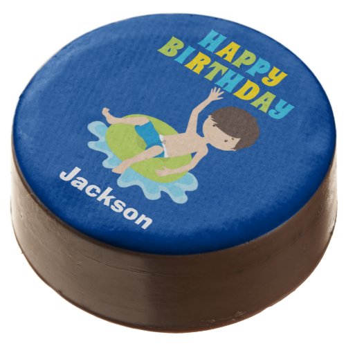 Boys Swimming Pool Party Kids Blue Birthday Chocolate Covered Oreo