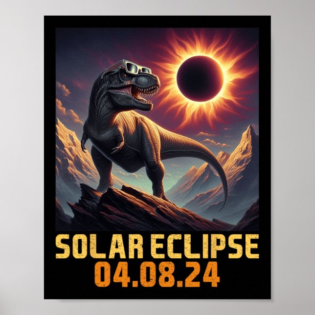 Boys T Rex Dinosaur Astronaut Total Solar Eclipse  Poster (Front)