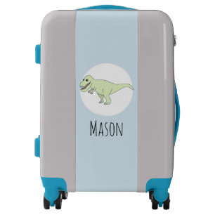 Boys T-rex Dinosaur Cartoon with Name Kids Luggage