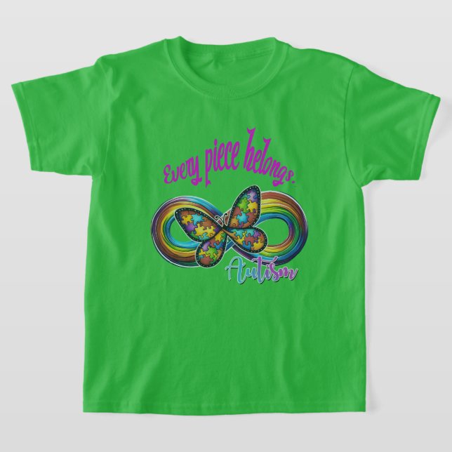 Boys' T-Shirt – Autism Puzzle Butterfly Design (Laydown)